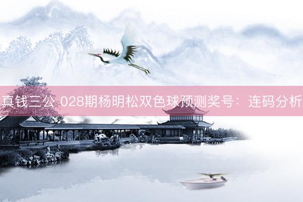真钱三公 028期杨明松双色球预测奖号：连码分析