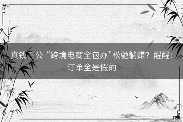 真钱三公 “跨境电商全包办”松驰躺赚？醒醒！订单全是假的