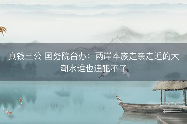 真钱三公 国务院台办：两岸本族走亲走近的大潮水谁也违犯不了